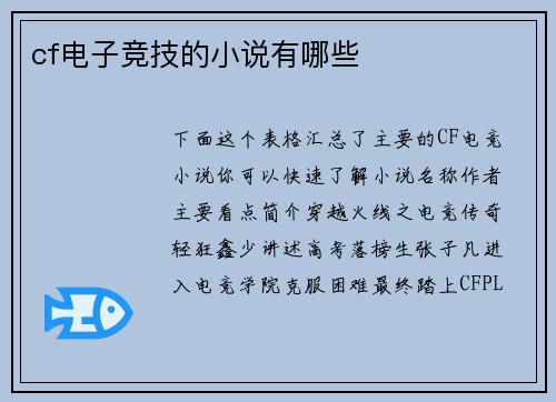 cf电子竞技的小说有哪些